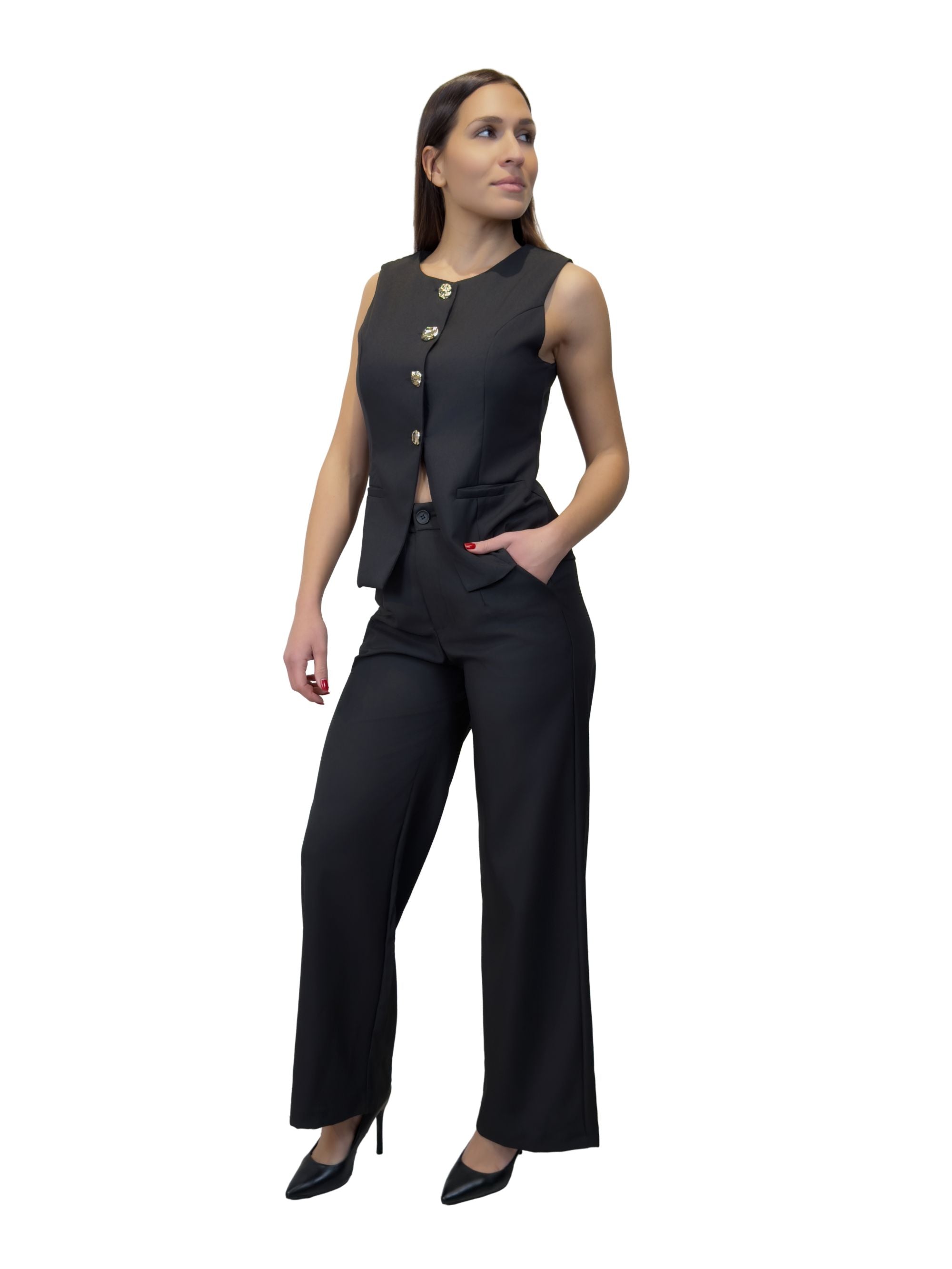 Tailleur nero con gilet - TL2605