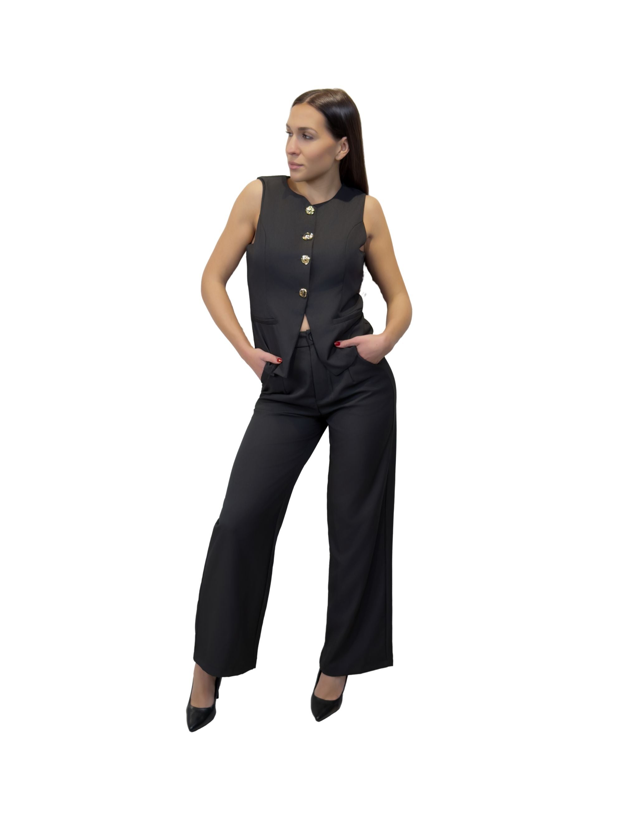 Tailleur nero con gilet - TL2605