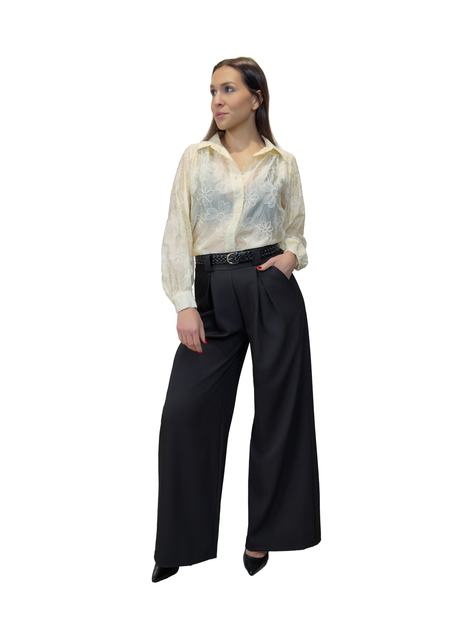 Camicia con fiori ricamati - CM2611