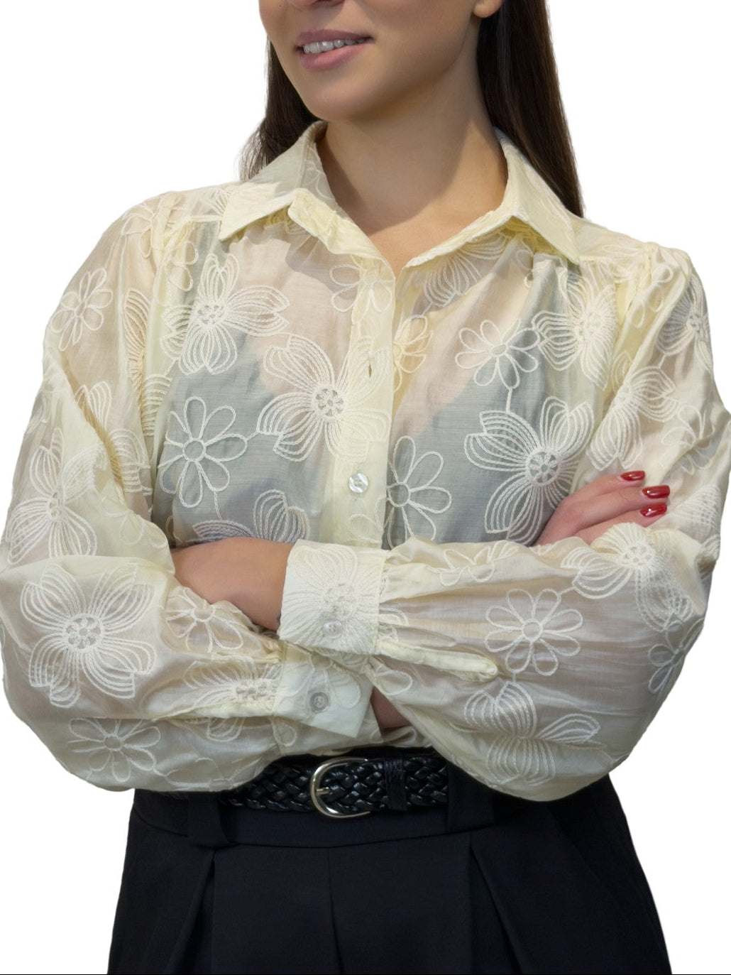 Camicia con fiori ricamati - CM2611