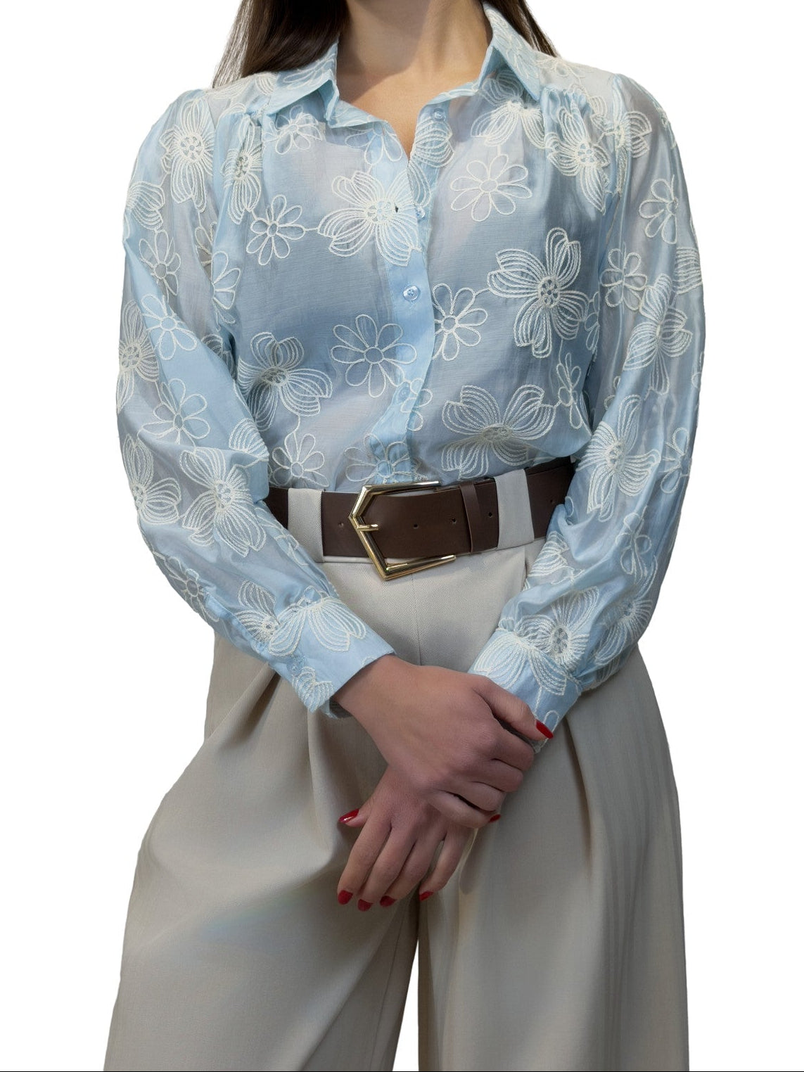 Camicia con fiori ricamati - CM2611