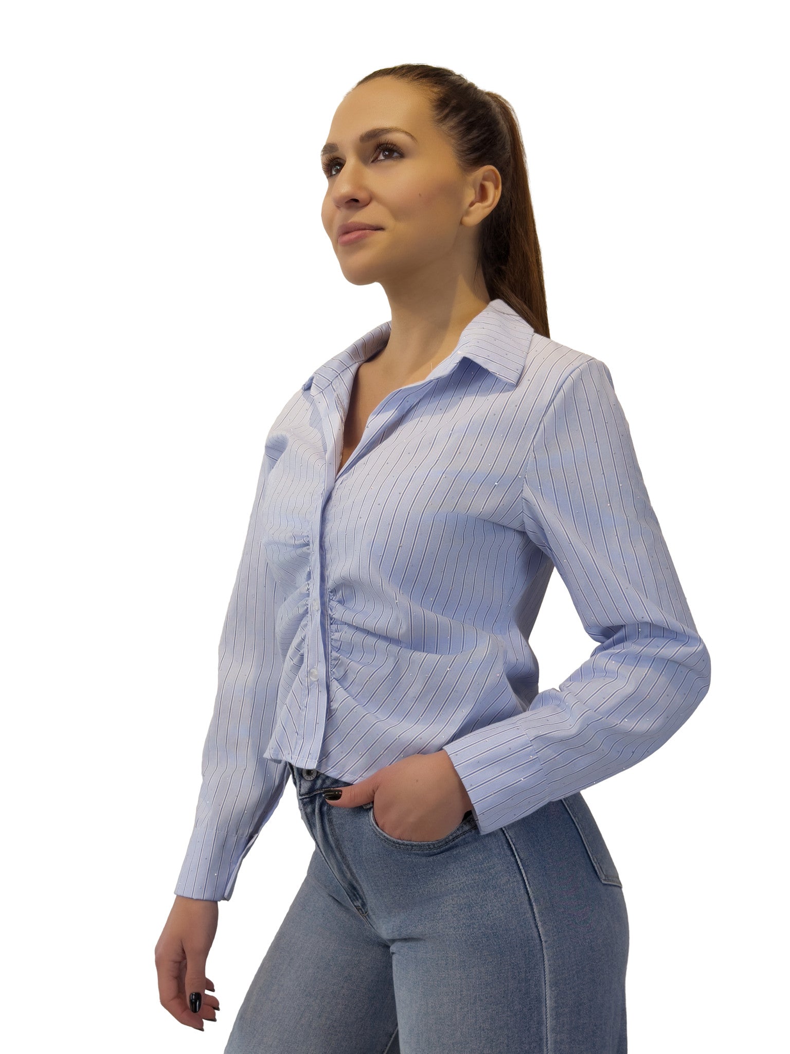 Camicia a righe cropped - CM2617