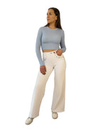 Jeans bianco con ricami - JS2619