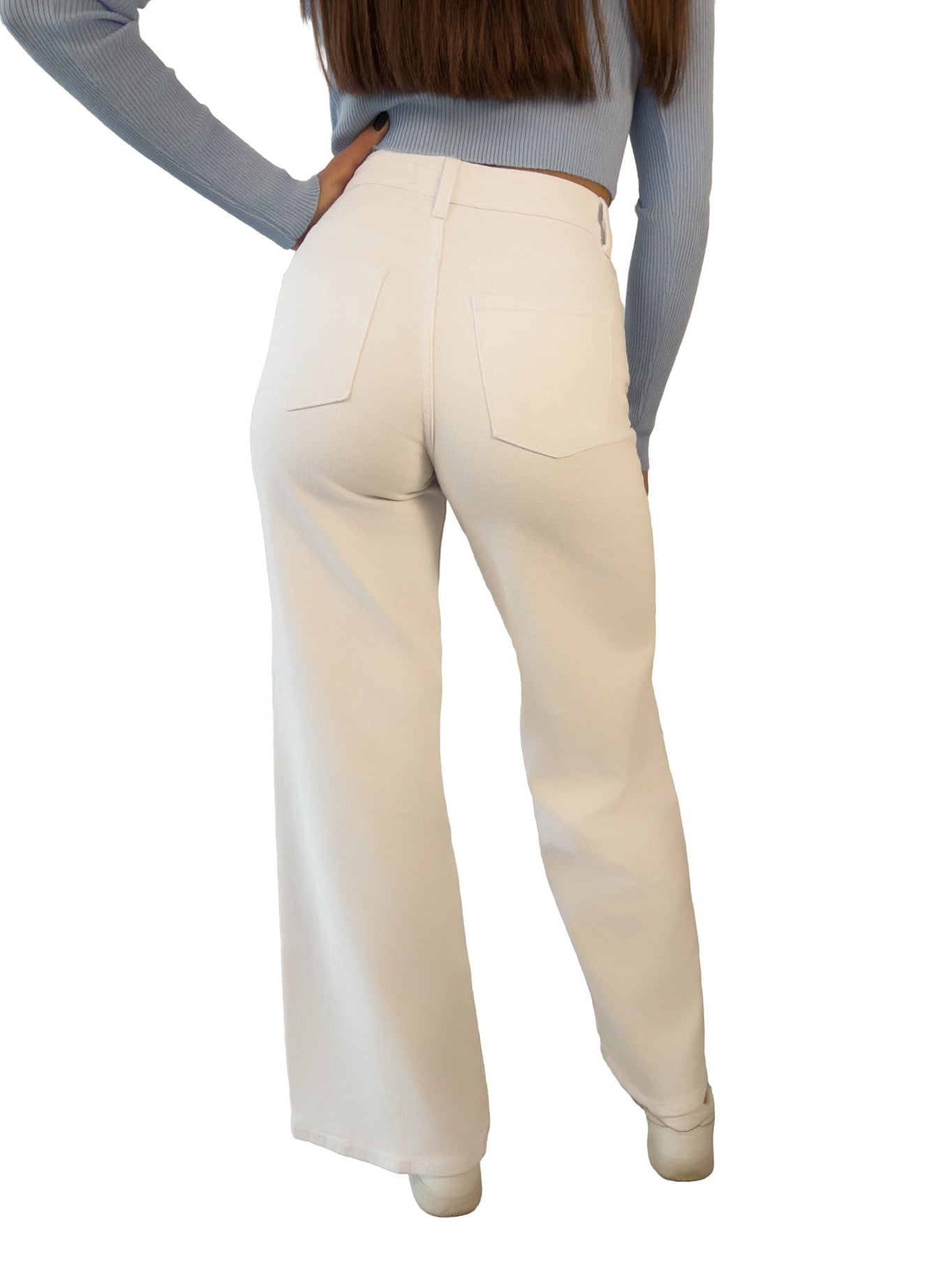 Jeans bianco con ricami - JS2619