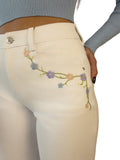 Jeans bianco con ricami - JS2619