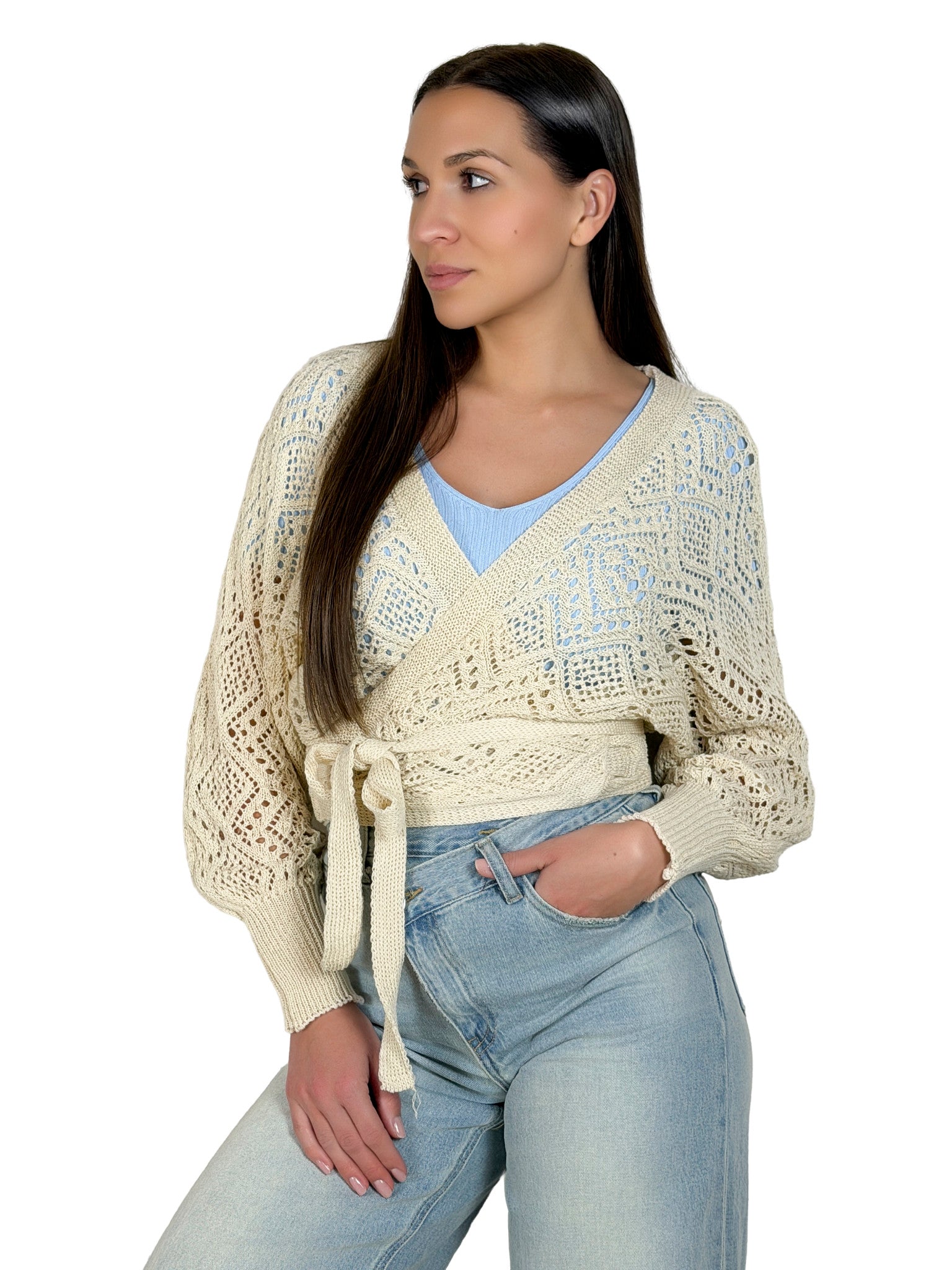 Cardigan traforato  incrociato - MA2641