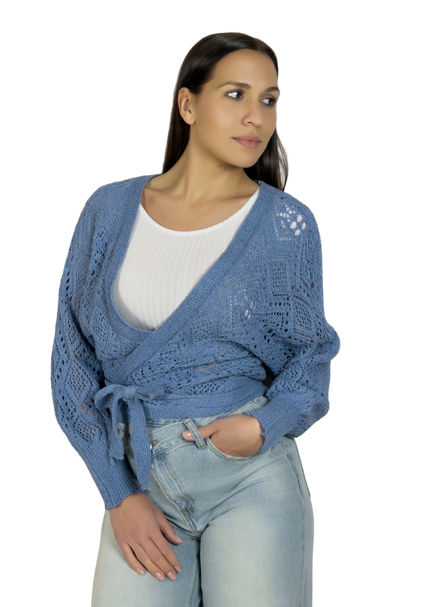 Cardigan traforato  incrociato - MA2641