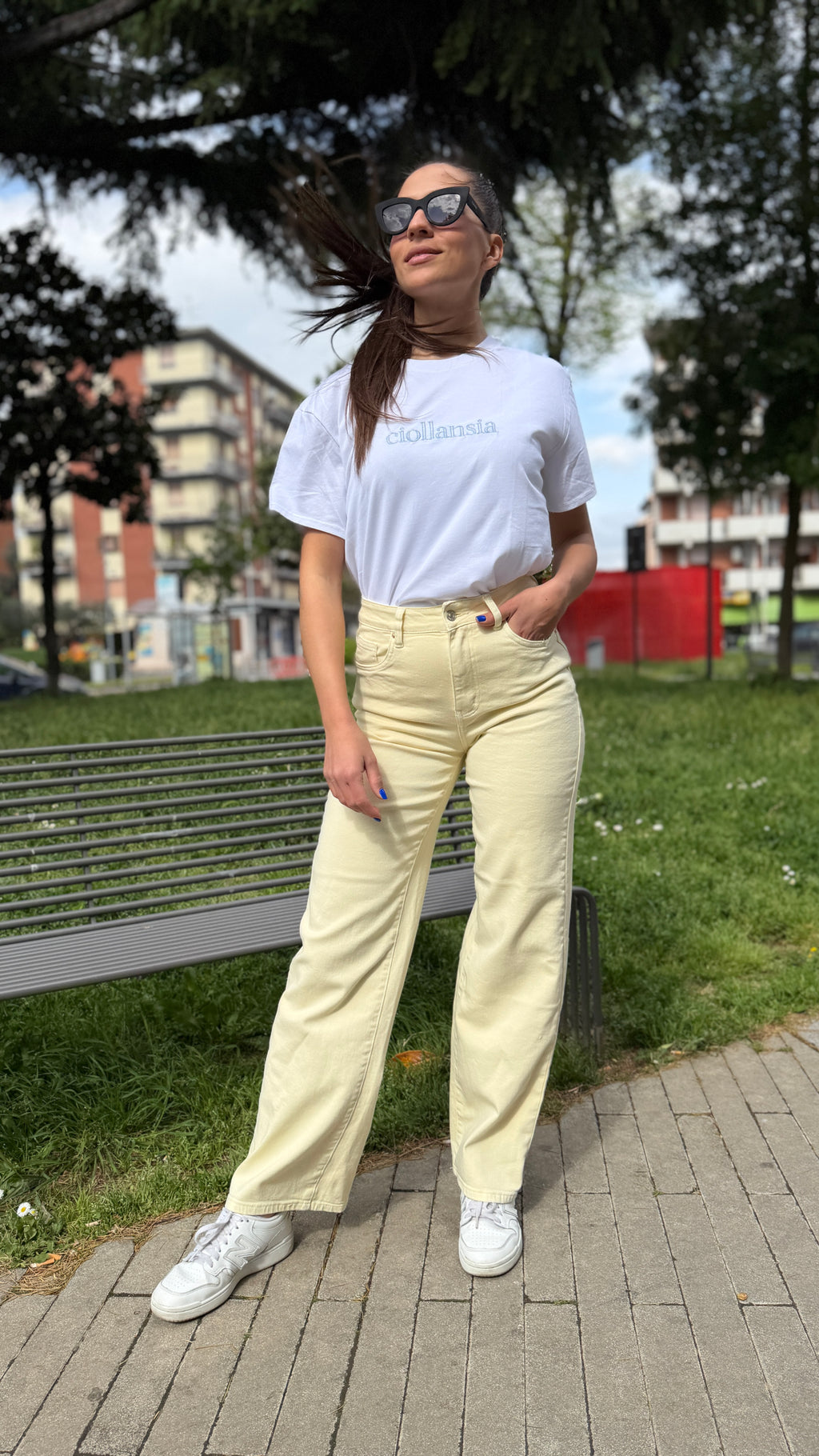 Jeans palazzo giallo - JS2621