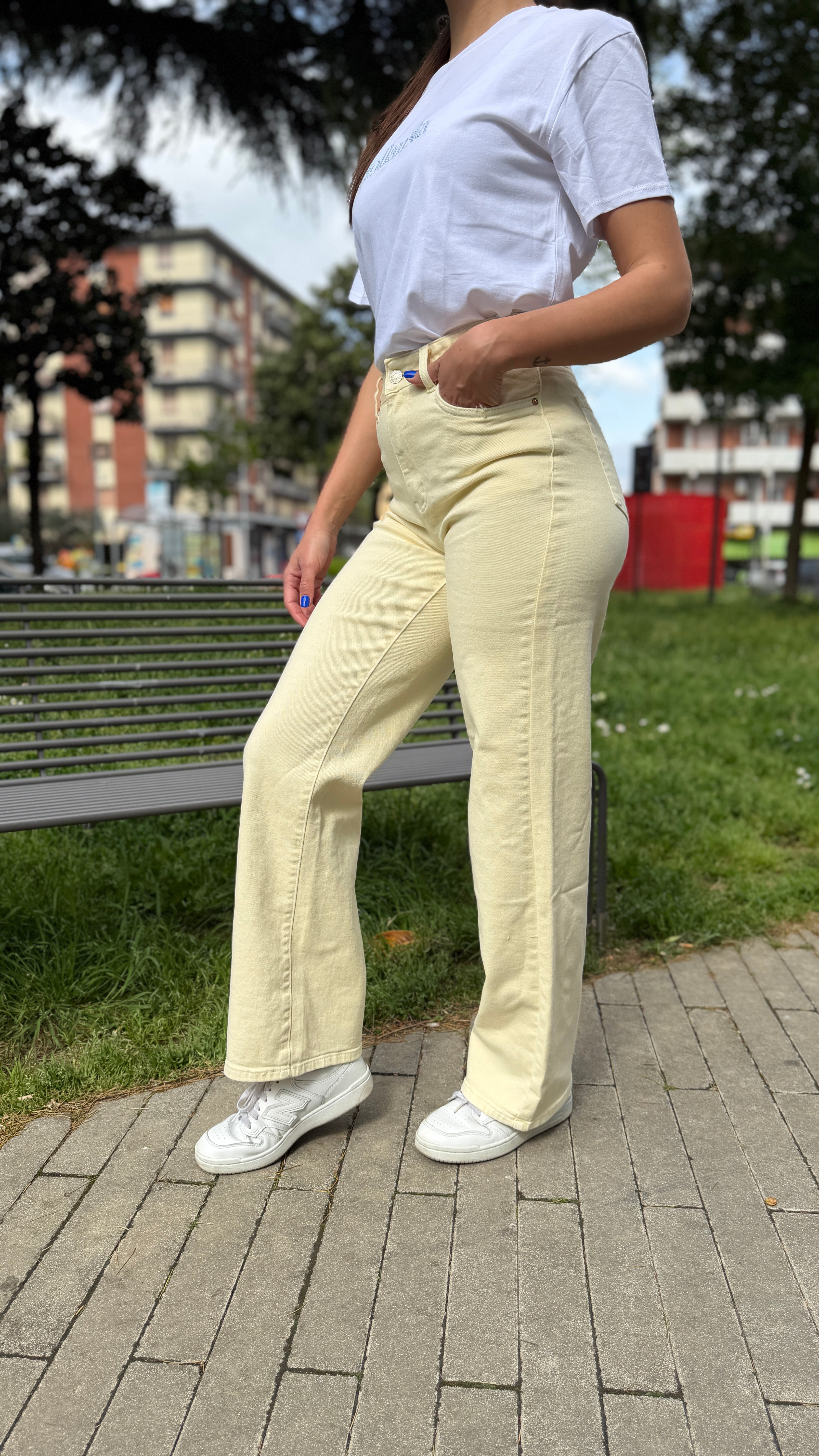 Jeans palazzo giallo - JS2621
