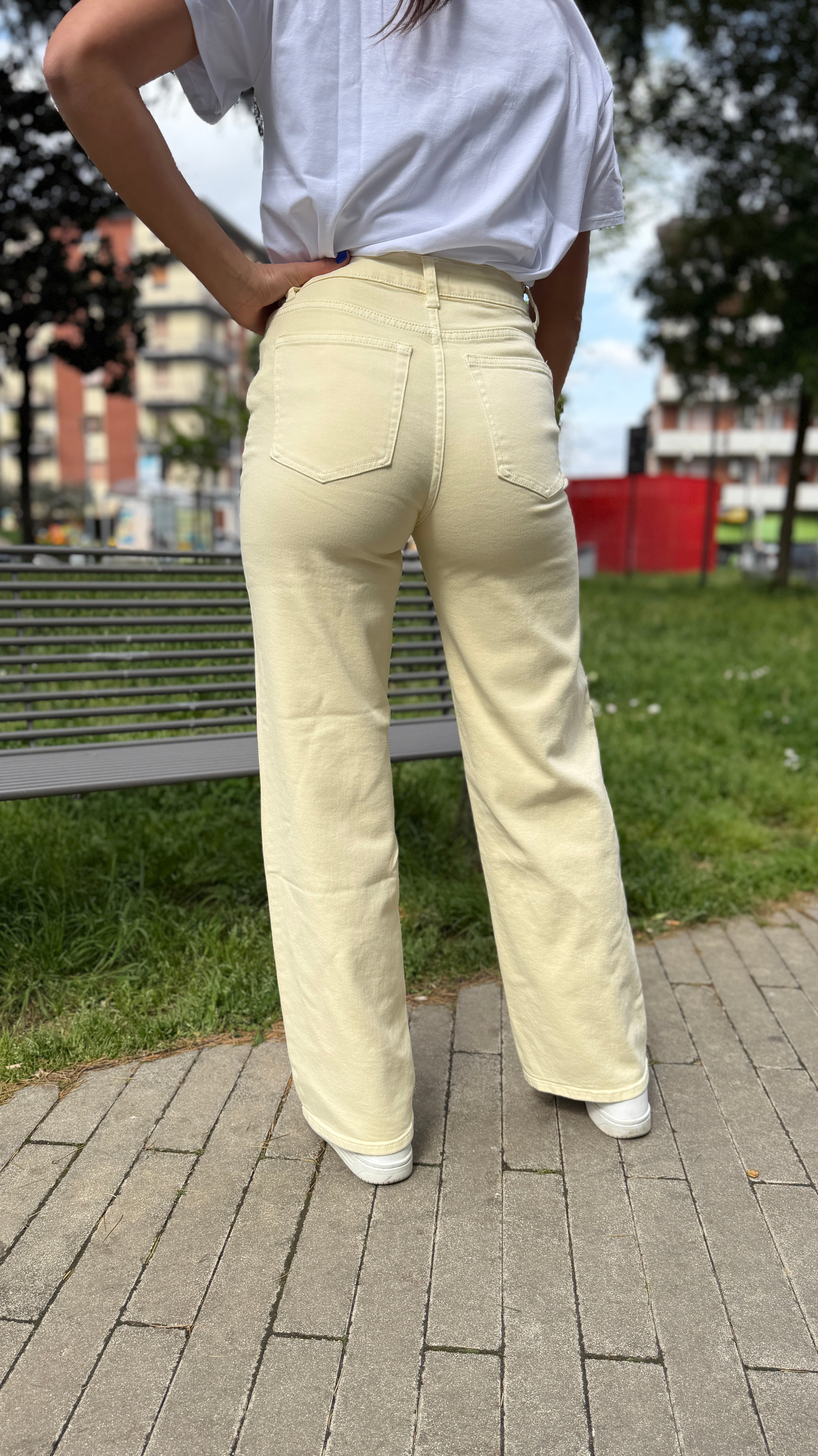 Jeans palazzo giallo - JS2621