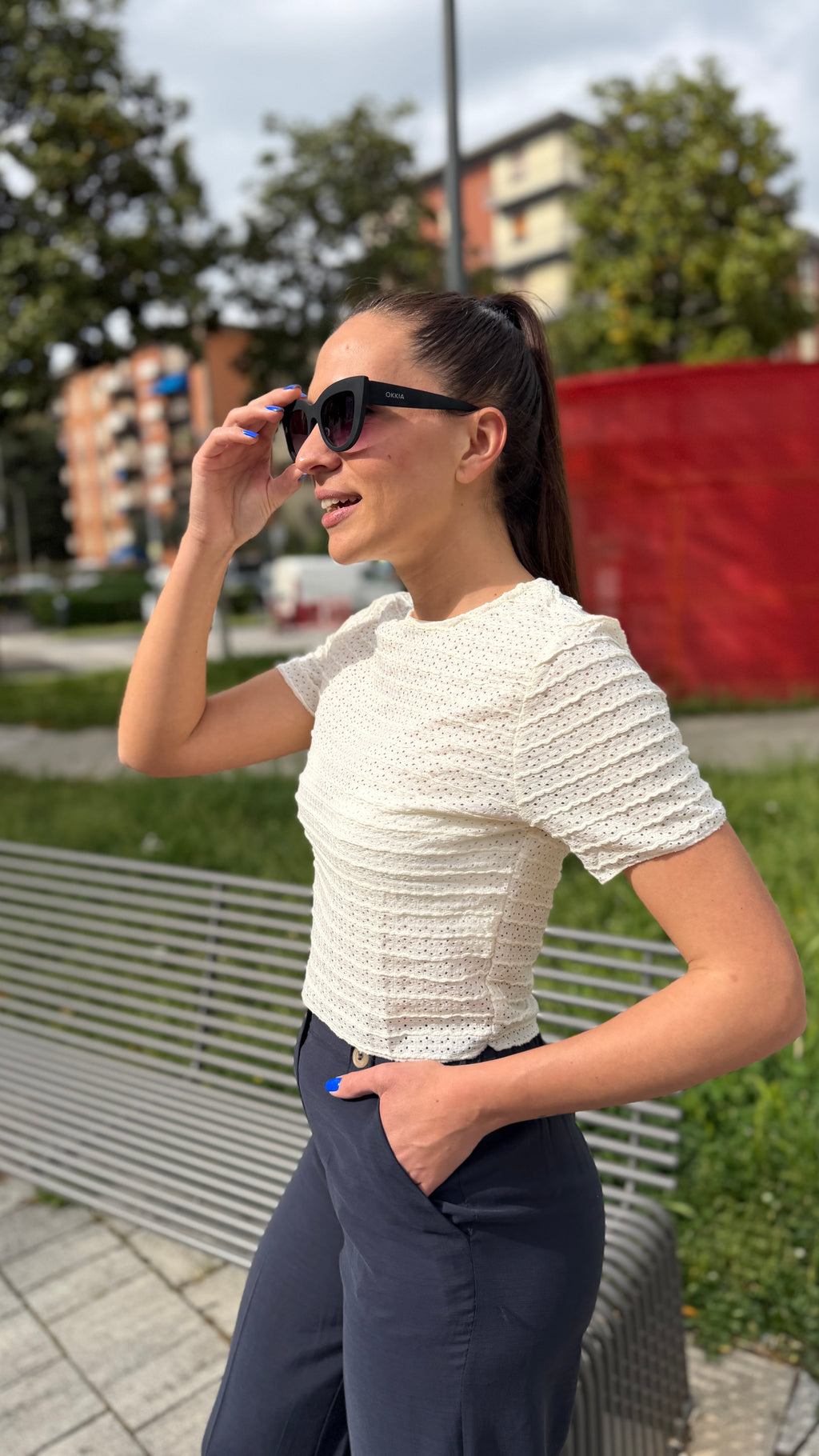 T-shirt crop traforata - TS2615