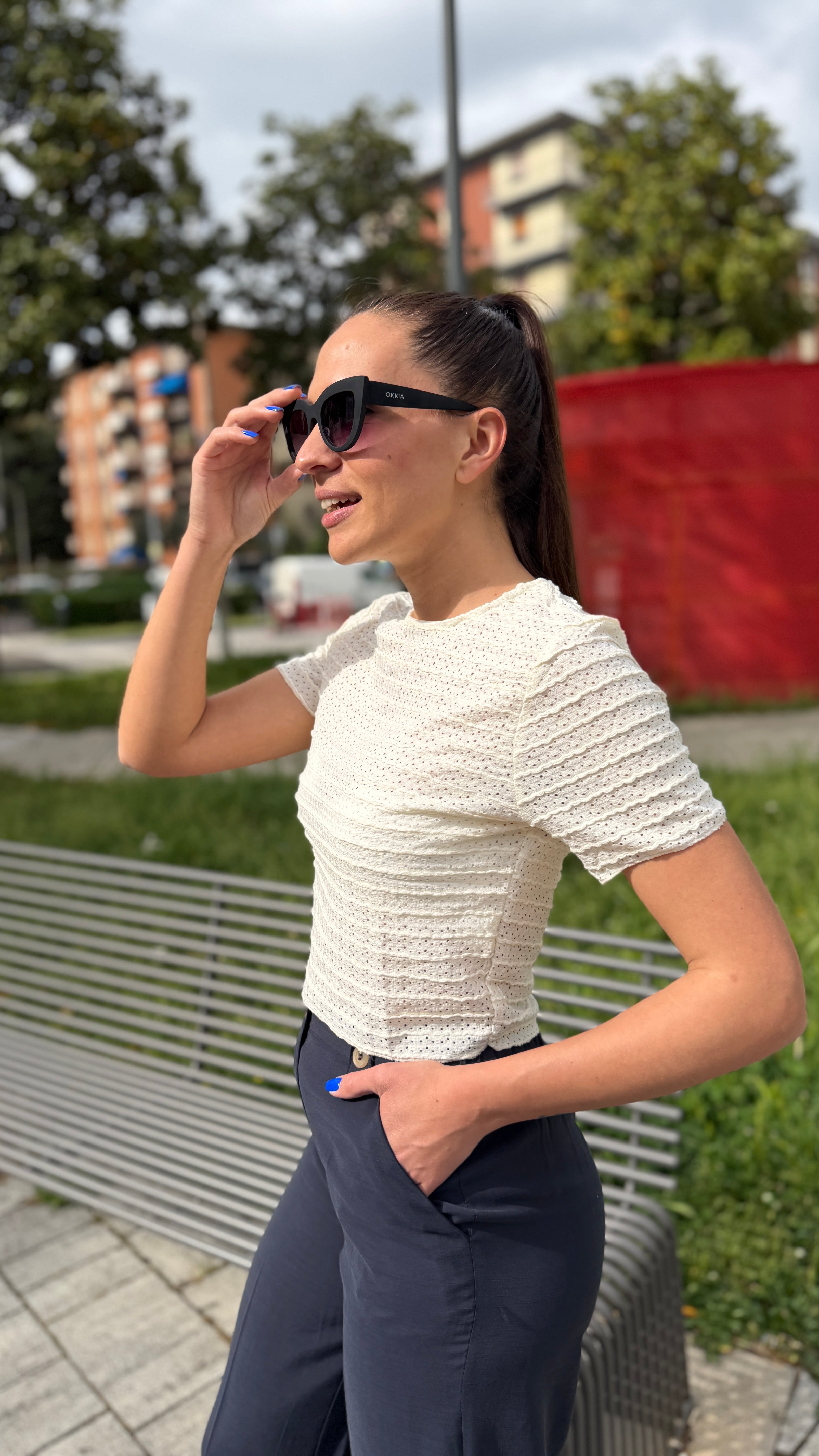 T-shirt crop traforata - TS2615