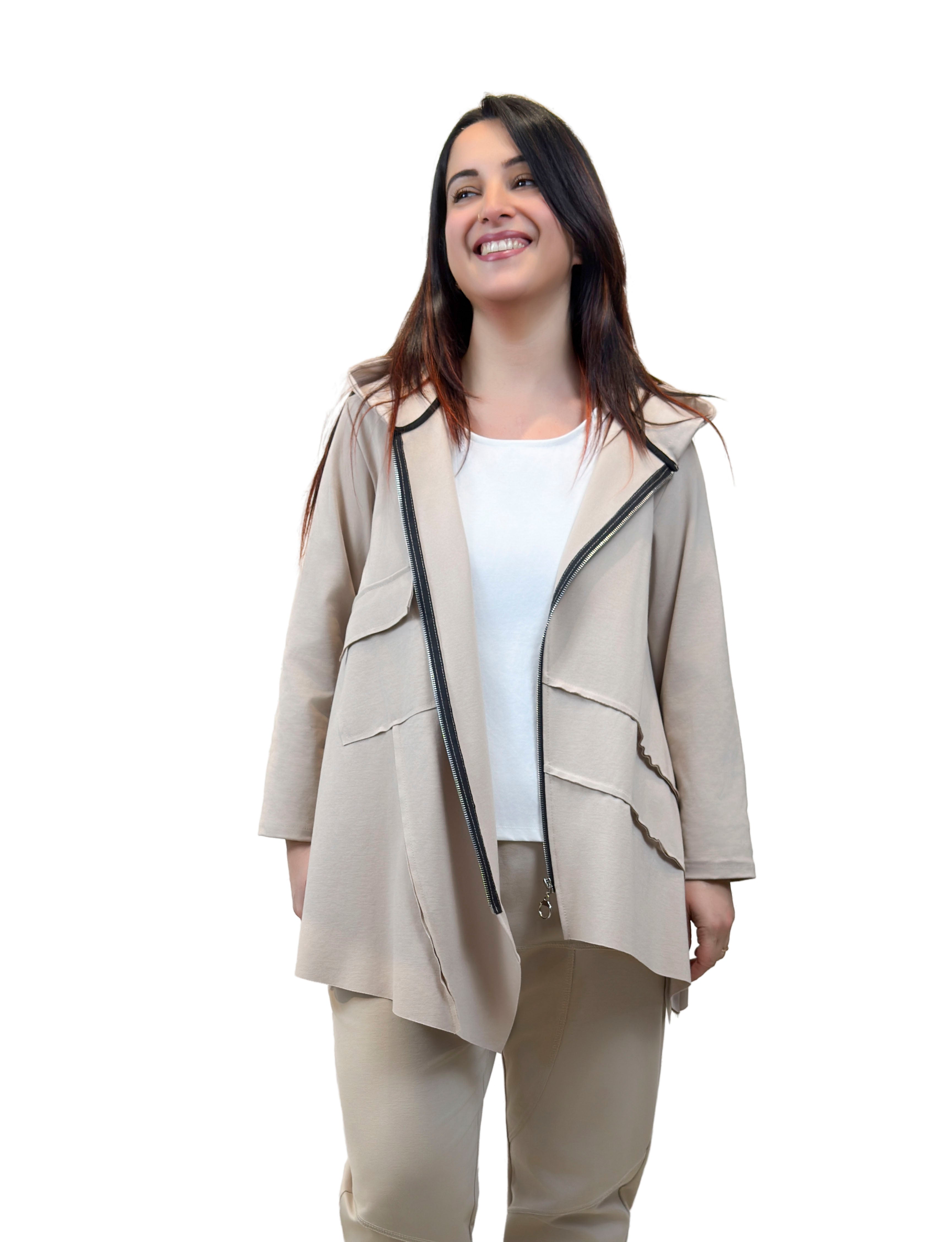 Felpa in Punto Milano con cappuccio - FL2614