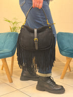 Borsa hobo scamosciata con frange - BS2606