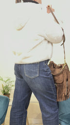Borsa hobo scamosciata con frange - BS2606