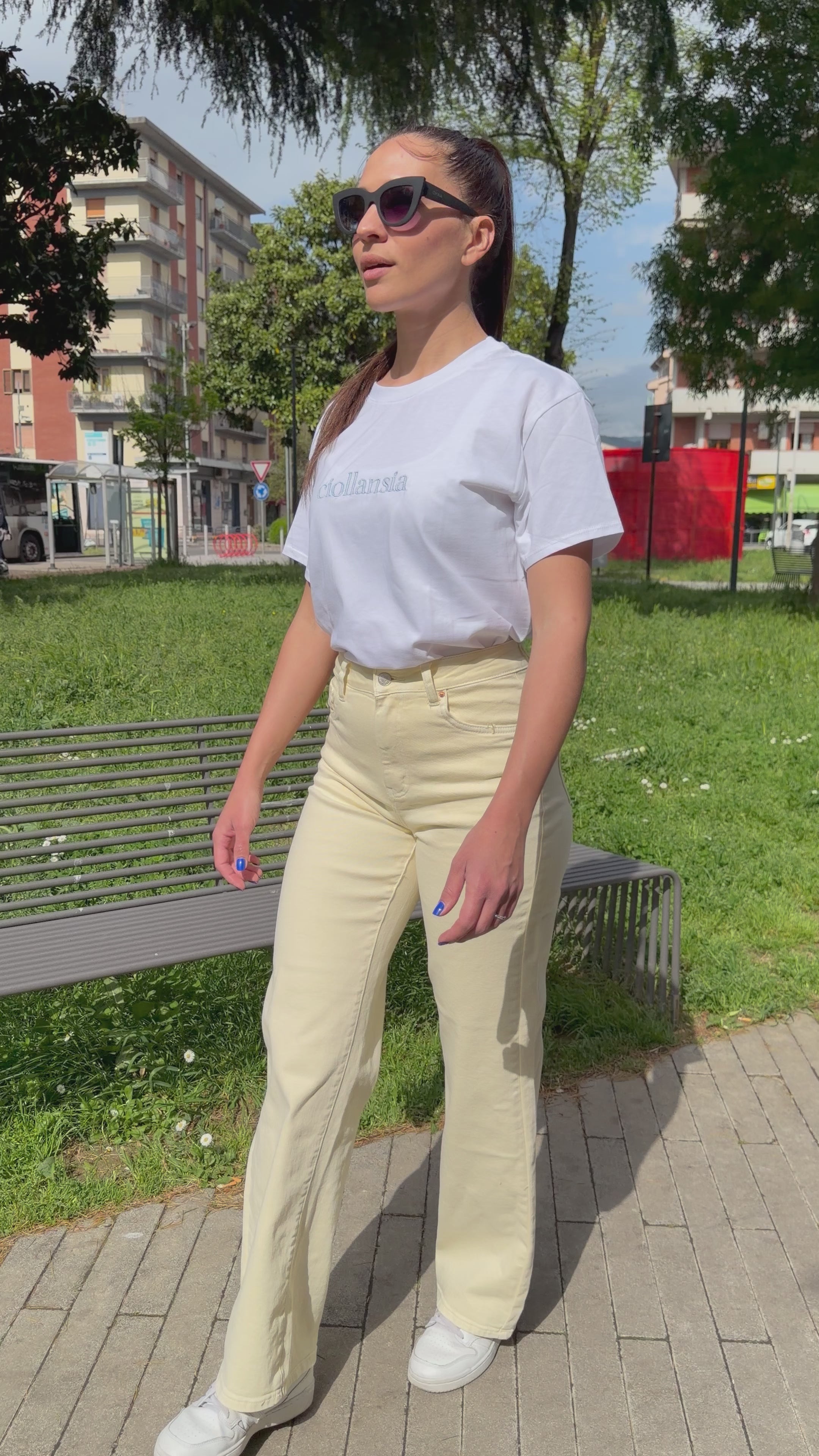 Jeans palazzo giallo - JS2621